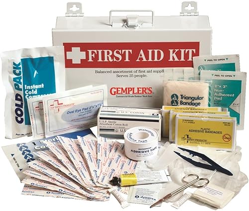 GEMPLER'S Trade Size Company WorkplaceOffice First Aid Kit - Suministros de primeros auxilios para 25 personas - Viene con caja de almacenamiento de