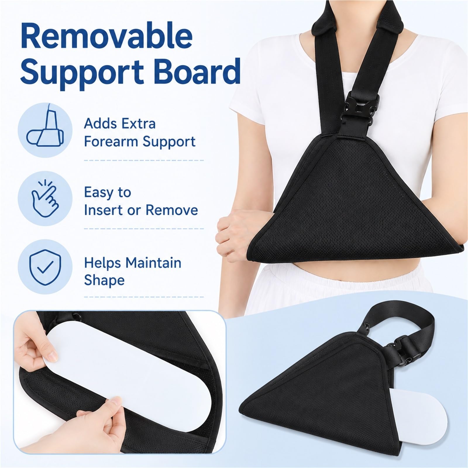 Cabestrillo para Brazo Inmovilizador de Hombro Ajustable Correa Superior Soporte Transpirable para Hombres y Mujeres con Lesiones en Hombro Muñeca y Codo Alivio