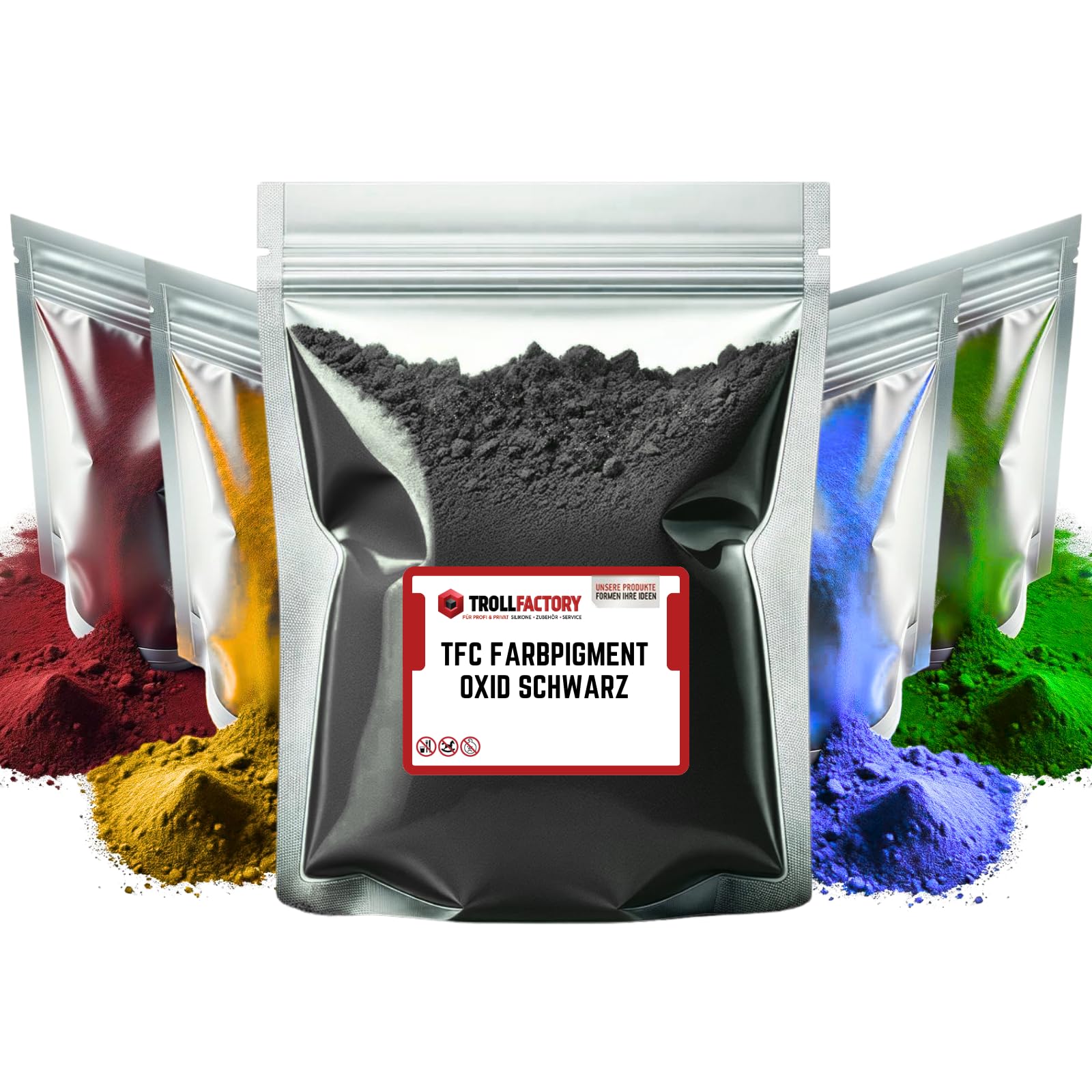 TFC - Pigmento colorato in ossido di colore nero – Polvere pigmentata ad alta copertura per colata in rilievo come xyrarock, gesso, resina epossidica e cemento, opaco, resistente alla luce e alle