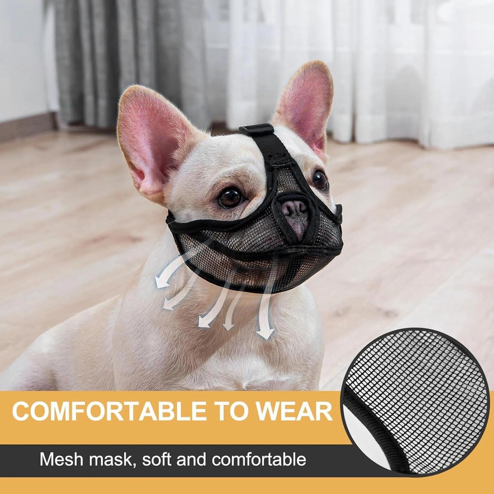 Réglable Muselière Chien Respirant Masque Plate Museliere Petit Chiens Court, Anti Morsure Mastication Aboiement pour Bouledogue Français Shih Tzu Et Carlin