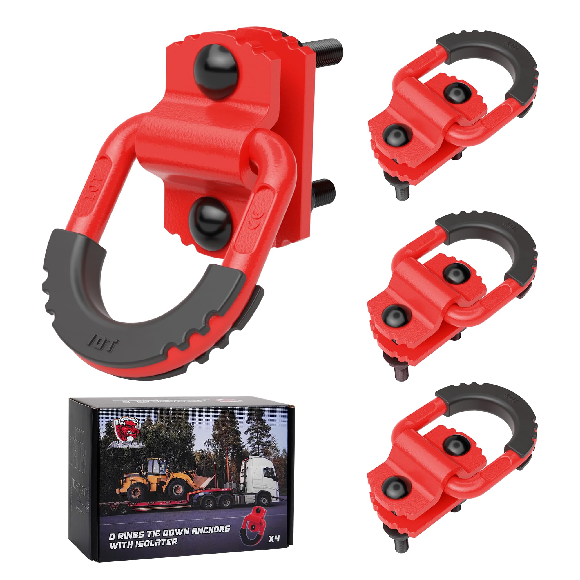 AMBULL D-Ring Tie Down Anchors with Rubber Isolators