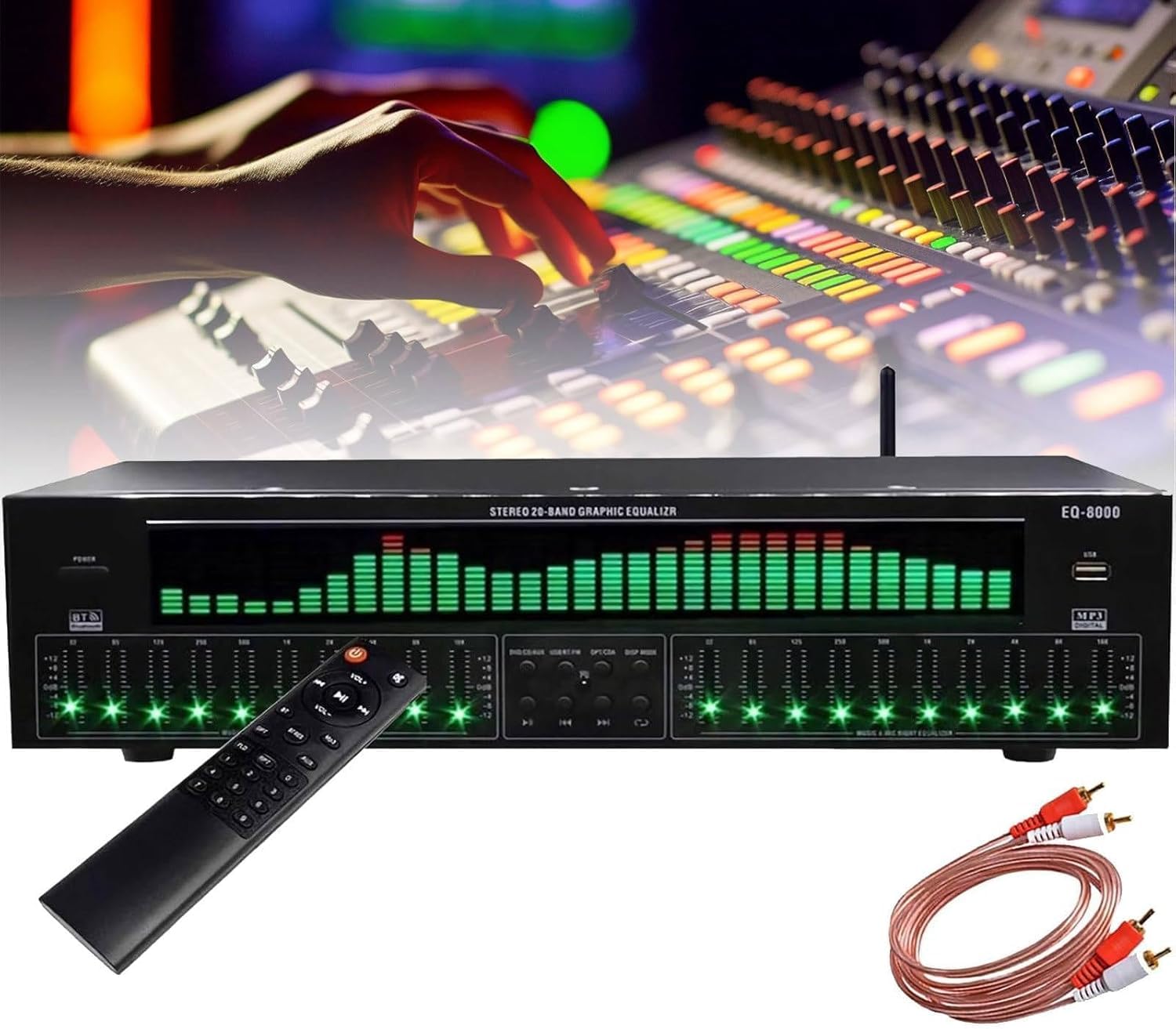 TsoLay Home Audio Equalizer, 31-Band Digital Equalizer with Real-Time Spectrum Analyzer Display, Stereo Graphic EQ with Noise Reduction for Home Stereo, Studio, Music, Karaoke, Live Sound