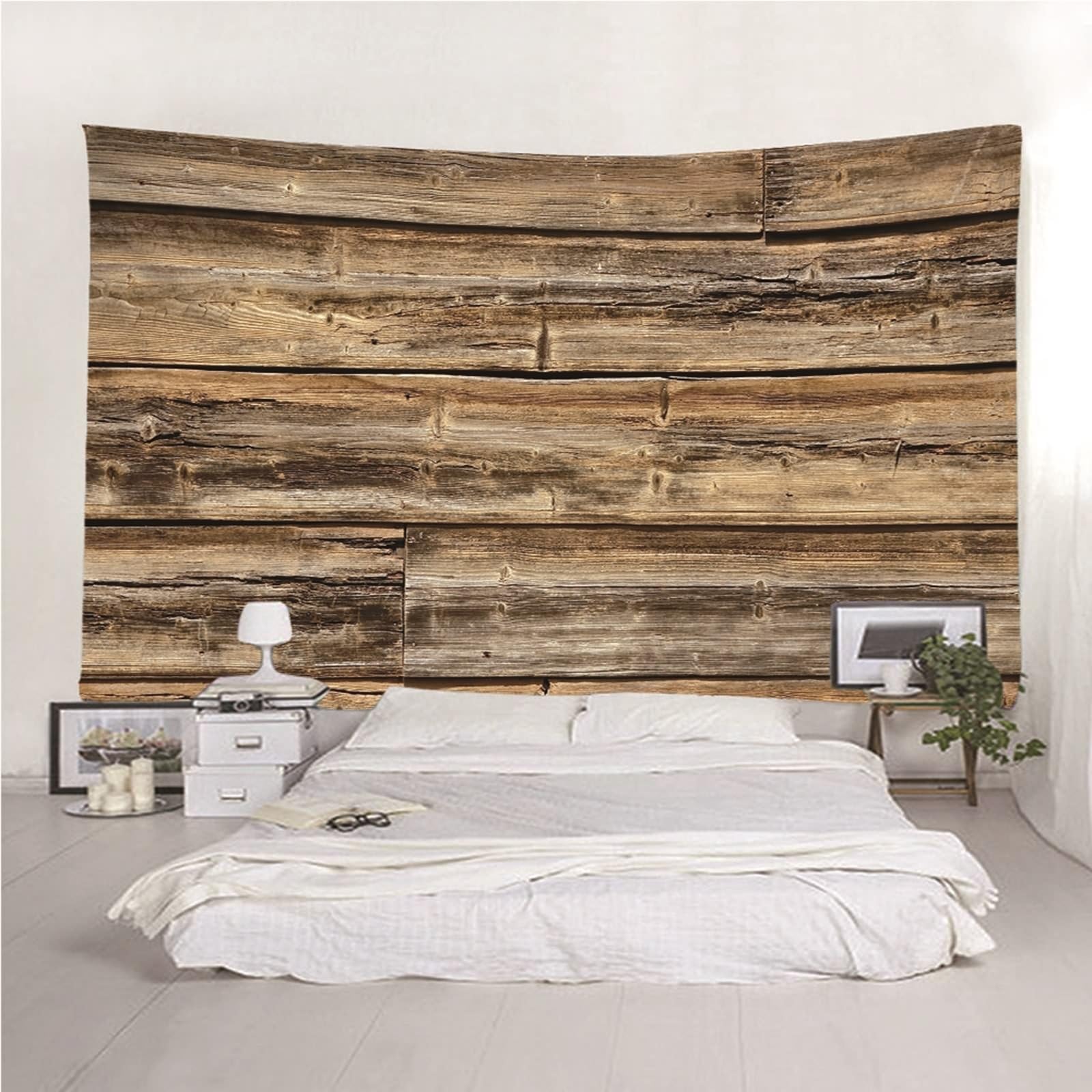 Tapiz grande de gran tamaño de madera, color marrón, estilo desgastado, de microfibra, 300 x 260 cm (ancho x alto)