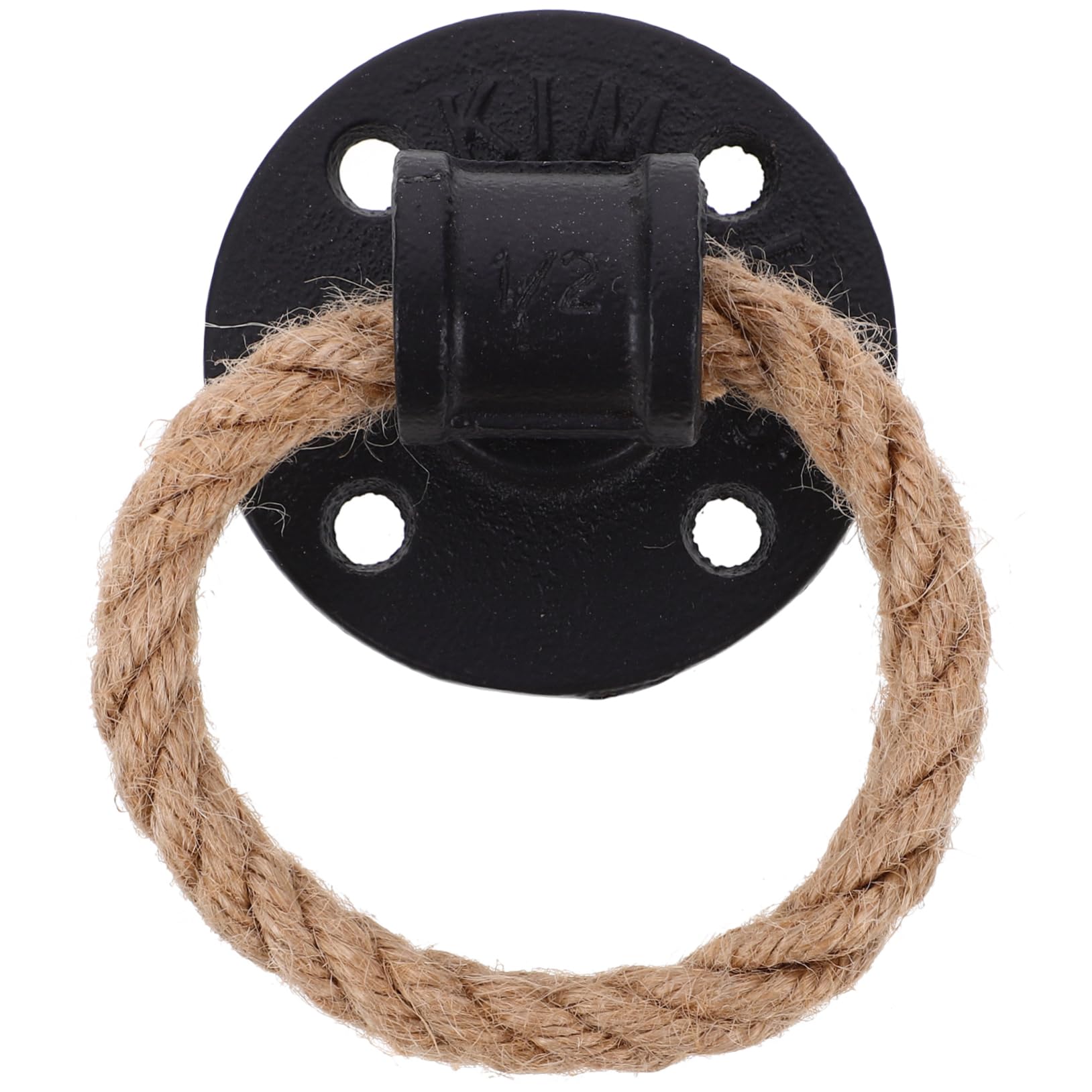 Anneau en corde et fer noir vintage pour poignée de porte de cuisine rustique