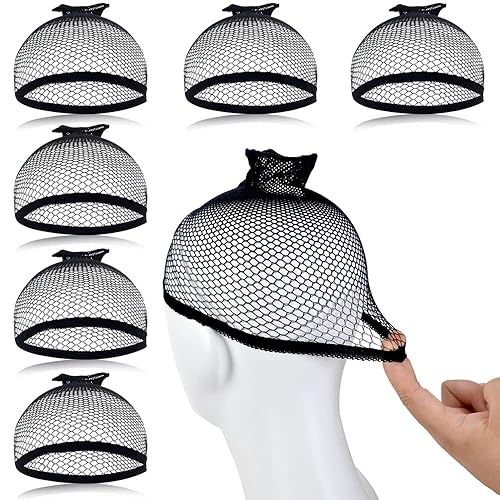 6 gorras de peluca de malla negra transpirable para peluca, red de cabello para peluca de extremo cerrado, gorra de peluca
