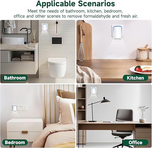 Miniatura 7 de Ionizadores de aire para el hogar (paquete de 3), generador de iones negativos, ambientador silencioso para dormitorio, oficina, cocina, filtro
