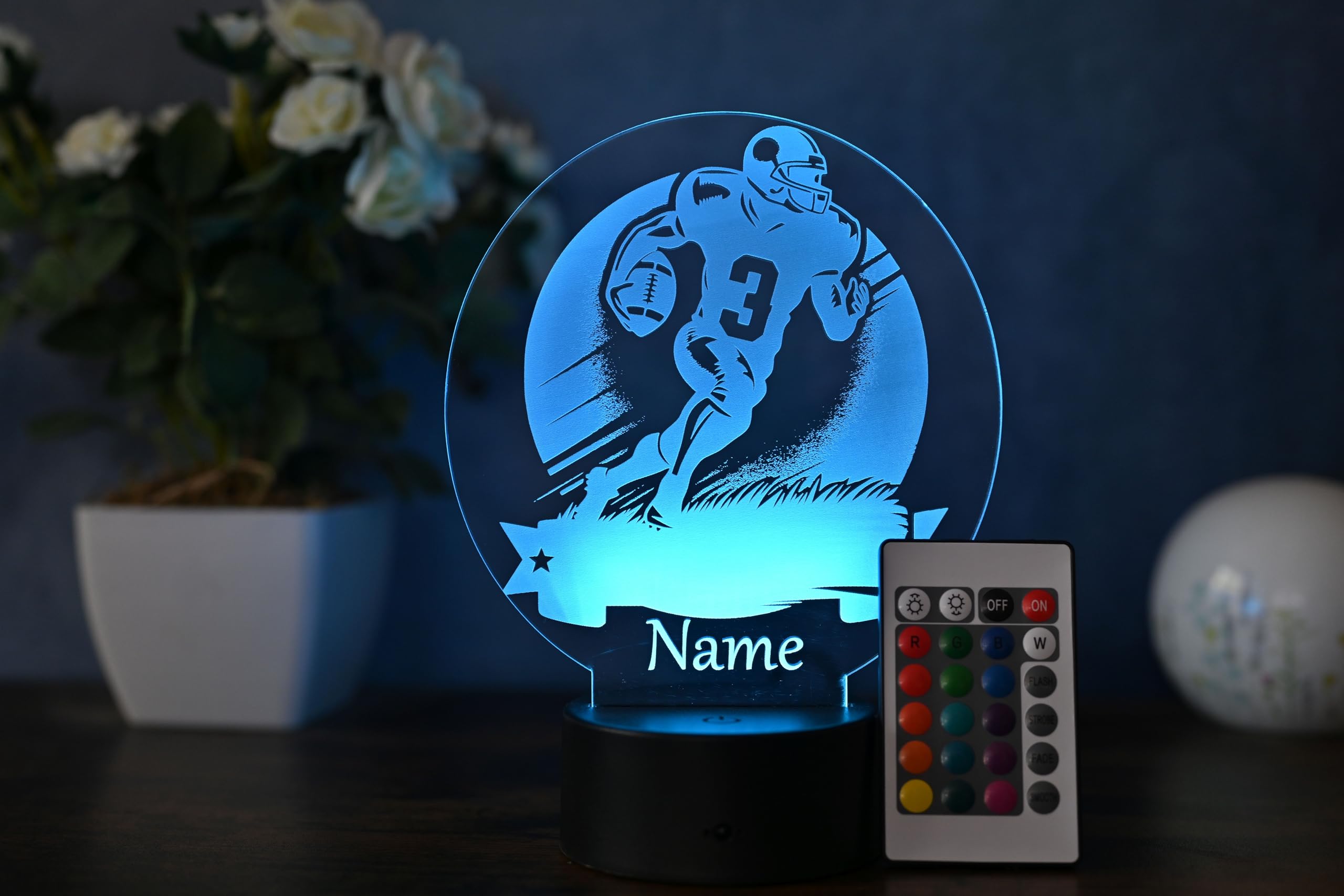 Personalisierte LED Football Lampe – Dekoration für american football spieler und fans