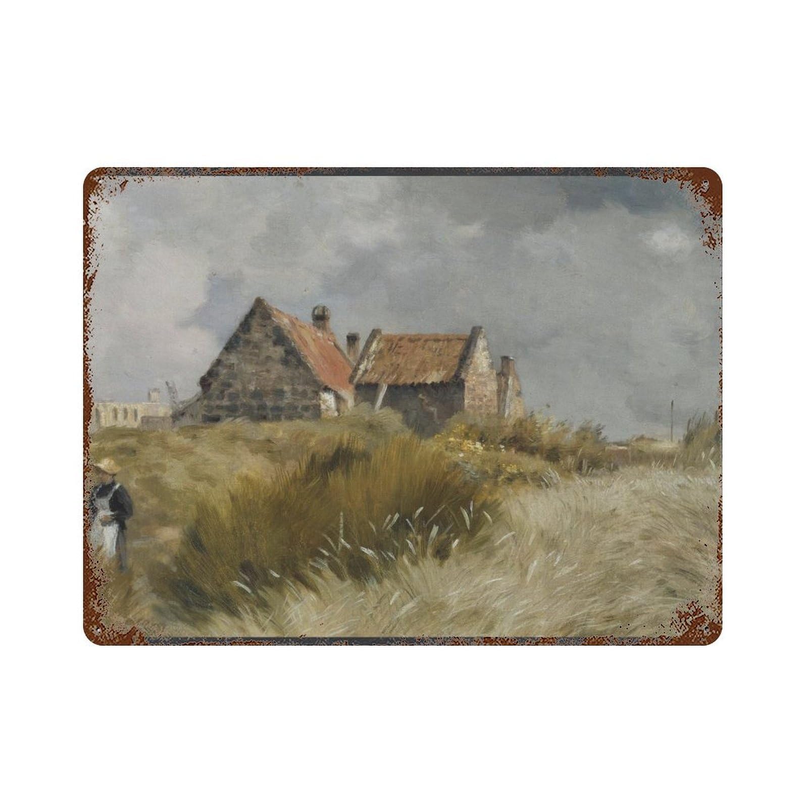 xiaoxiaoshen Cottage in The Dunes by Jean-Charles Cazin Wall Decor Art Metal Tin Poster Modern Home Decor Art Home Bar Shop Decorations Vintage Sign 30x40cm