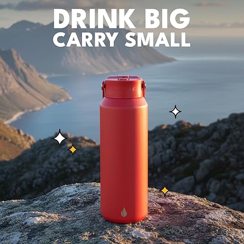 Miniatura 12 de Elemental Botella de agua aislada de 40 onzas con pajilla, botellas de agua con núcleo de acero inoxidable 100% a prueba de fugas para viajes,