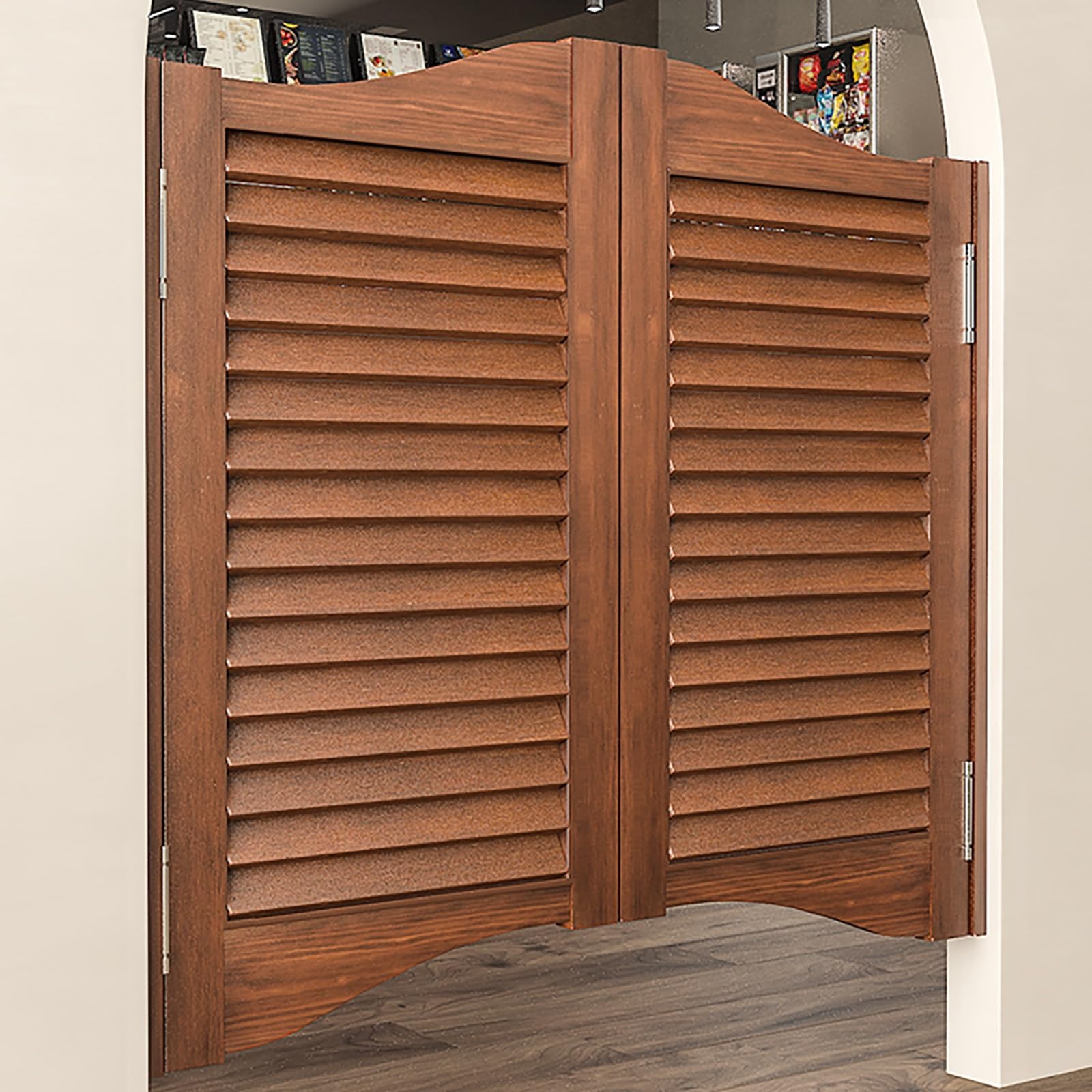 Solid Wood Swinging Saloon Doors with Stainless Steel Hinges Customizable for Kitchen Bathroom and Hallway 35.4in Brown Interior Saloon Door