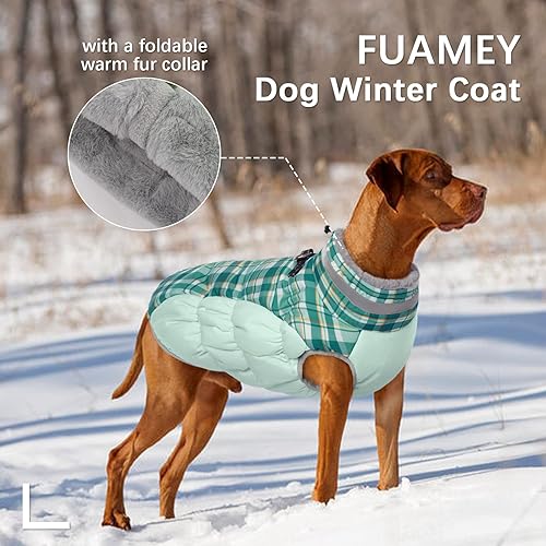 Miniatura 3 de FUAMEY - Abrigo de invierno para perro, chaquetas con arnés integrado, chaleco acolchado con cremallera, ropa reflectante para perros pequeños,