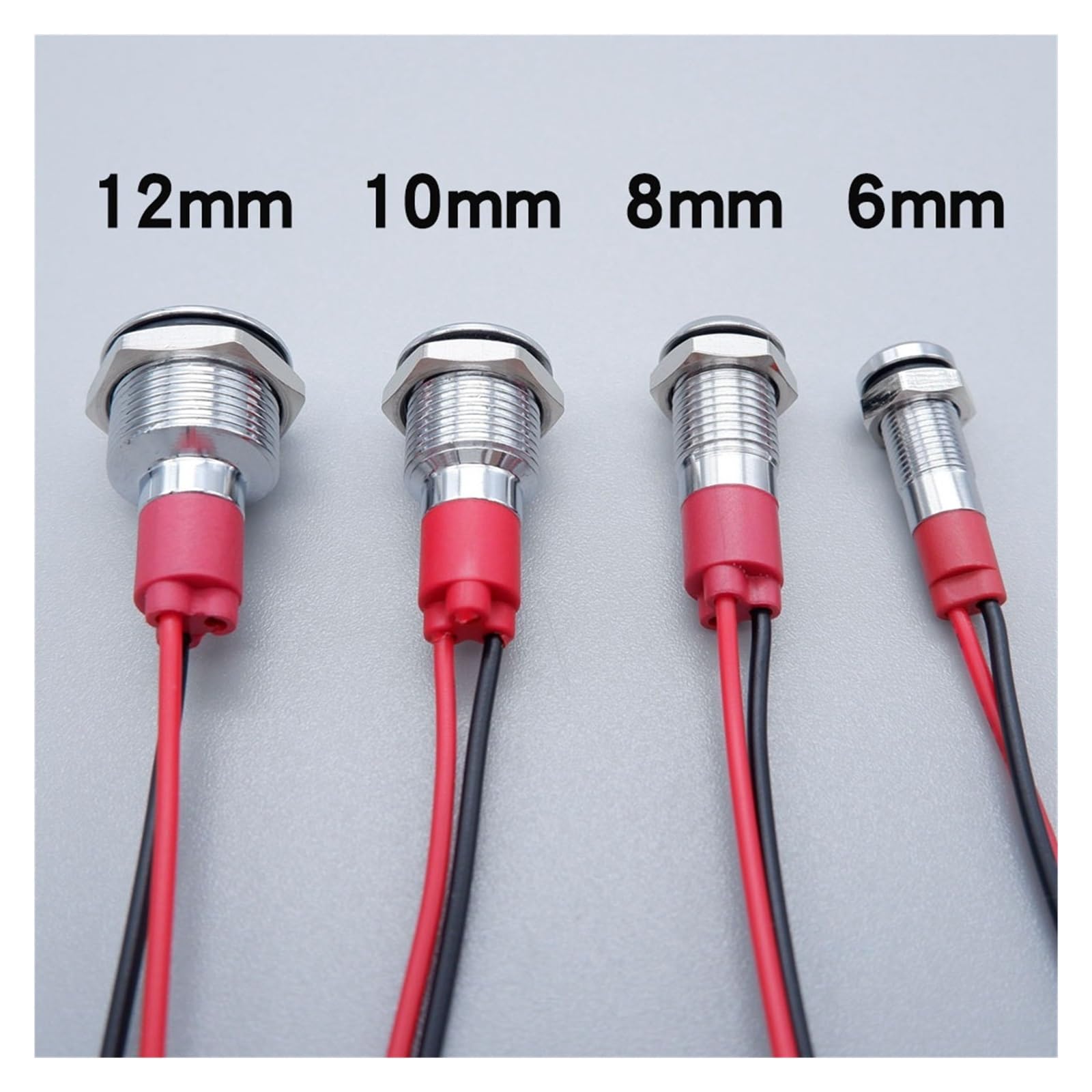 25 szt. 6/8/10/12 mm metalowa lampka ostrzegawcza LED 3 V 5 V 12 V 24 V 110 V 220 V czerwony pomarańczowy zielony niebieski z przewodem (25 szt. zielony, 8 MM_110-220 V)