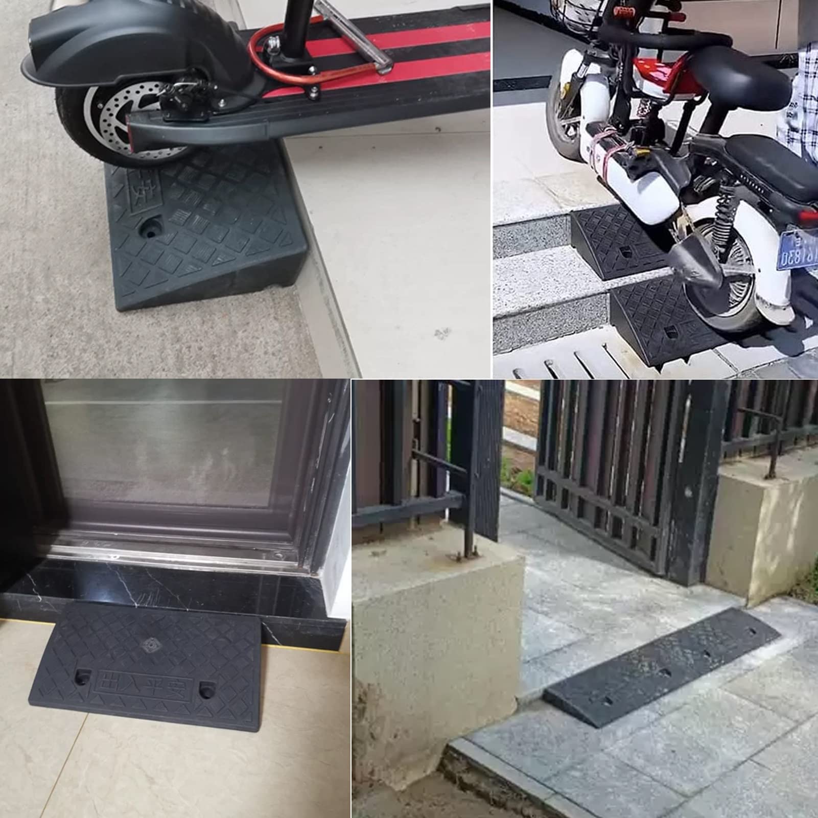 Przenośne lekkie plastikowe rampy krawężnikowe, wytrzymała rampa progowa na podjazd, na podjazd, do stacji załadunkowej, chodnika, samochodu, skutera, roweru, motocykla (kolor: czarny, rozmiar: 50 x 27 x 13 cm)
