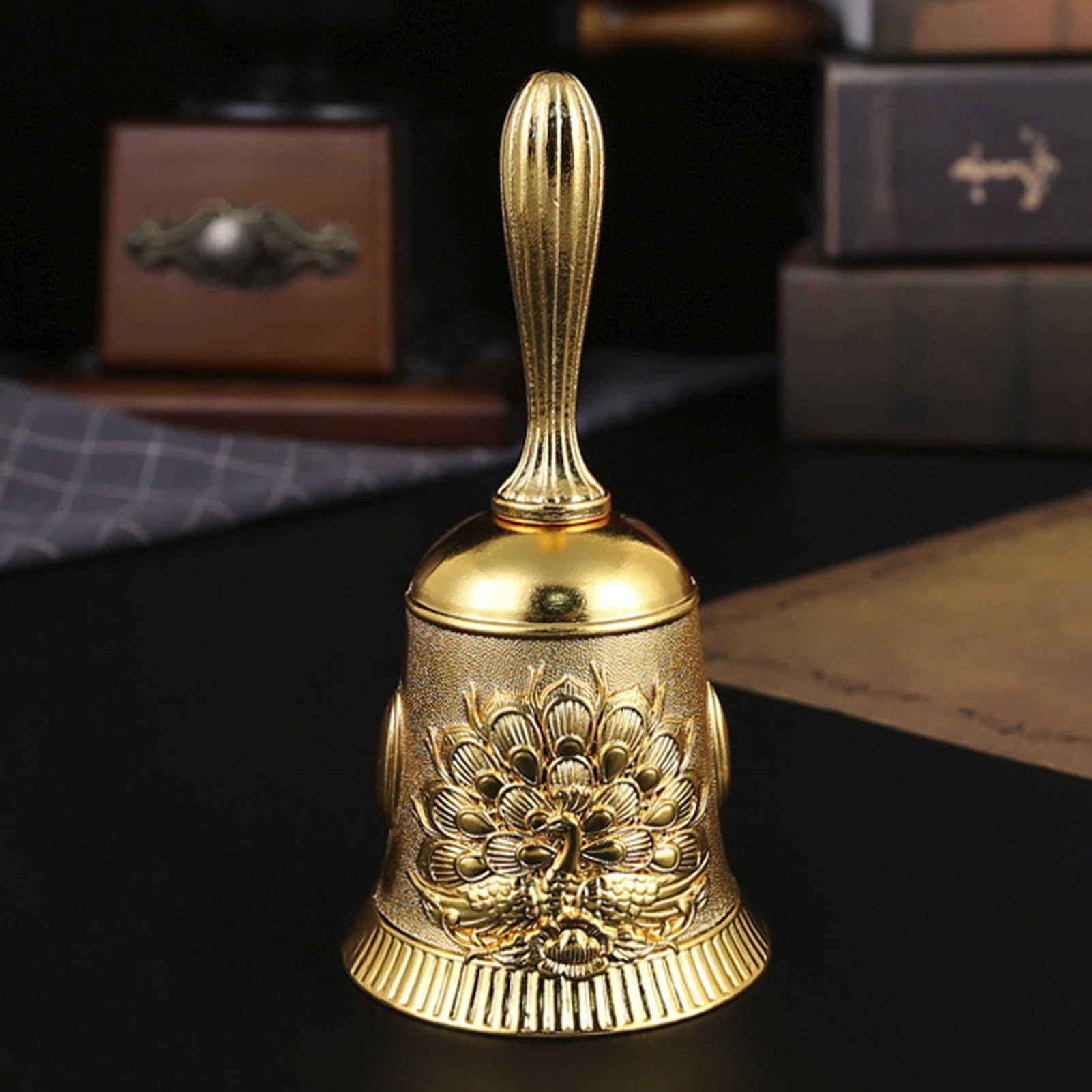 Grande Cloche D'appel à La Main Avec Manche En Bois Pour Enfants Et Adultes, Utilisée Pour Les Mariages, La Salle D'irritation à L'école, Le Service Et Le Jeu, 4.33 Po