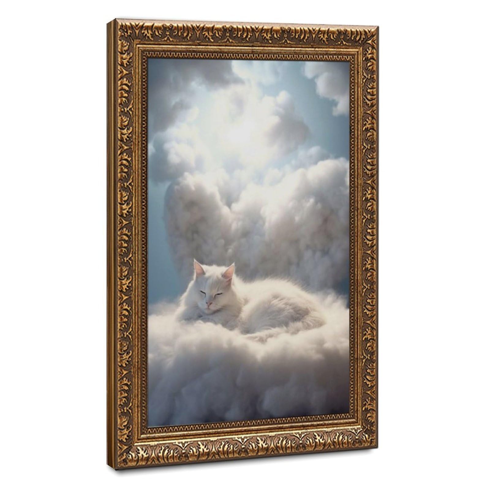 Bareronor Cloud-based Abstract Cat Canvas Poster Bedroom Decor Landscape Office Room Decor Gift 8" L X 12" W