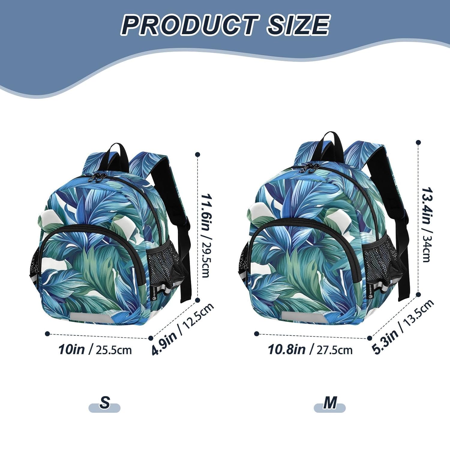 Green Blue Leaf Toddler Harness Backpack for Boys Girls 3-6 Years Kids Backpack with Anti Lost Safety Leash Child Leash Backpack for Preschool Walking Travel