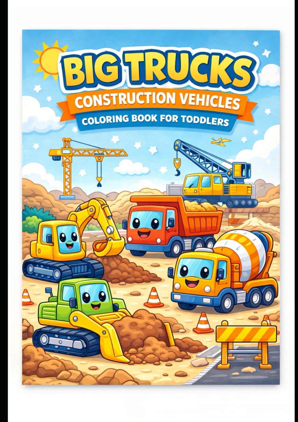 Big Trucks Construction Vehicles Coloring Book for Toddlers: Bold & Easy Coloring Pages for Kids Ages 2–5 | Cute Diggers, Dump Trucks & Excavators