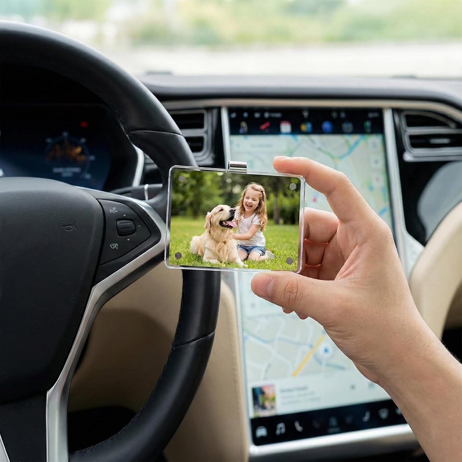 Car Picture Holder, 4PCS Acrylic Magnetic Car Photo Holder for Clip image 4