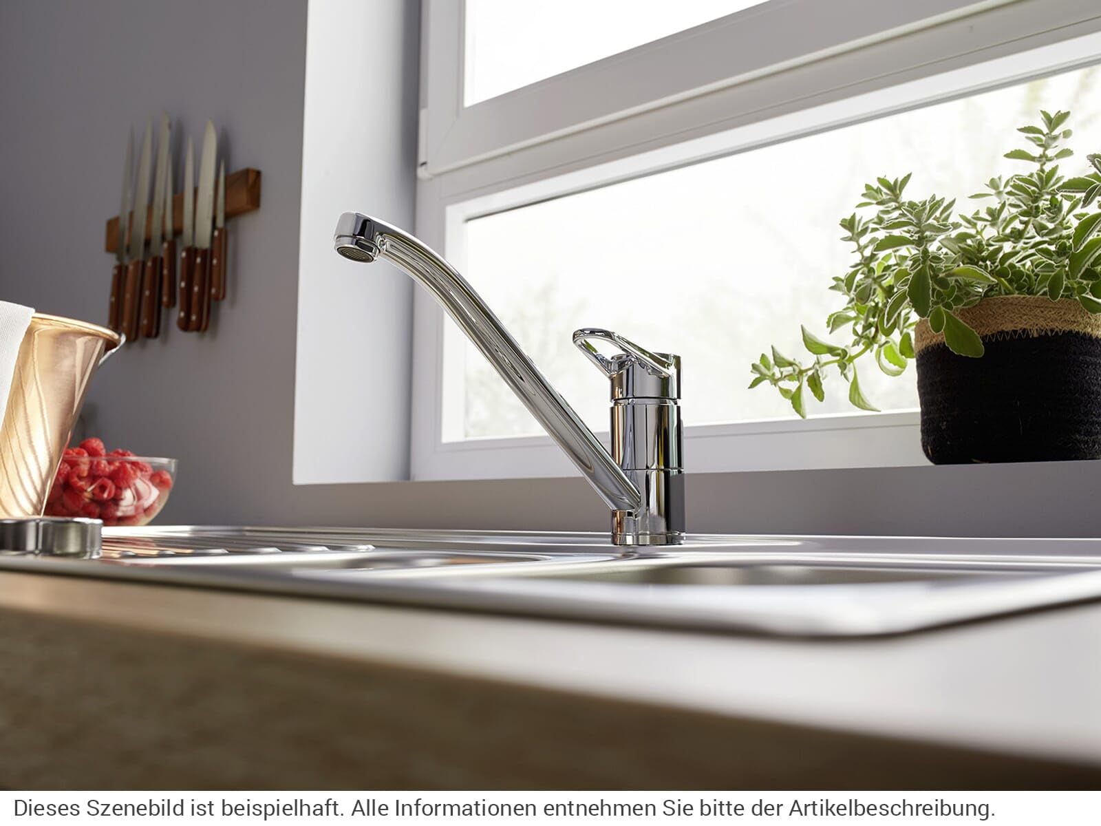 BLANCO WEGA II | Rubinetto da cucina cromato | alta pressione | antiriflusso | cartuccia in ceramica | qualità sicura dell'acqua e risparmio idrico | [4,8 x 25,2 x 18,5 cm)