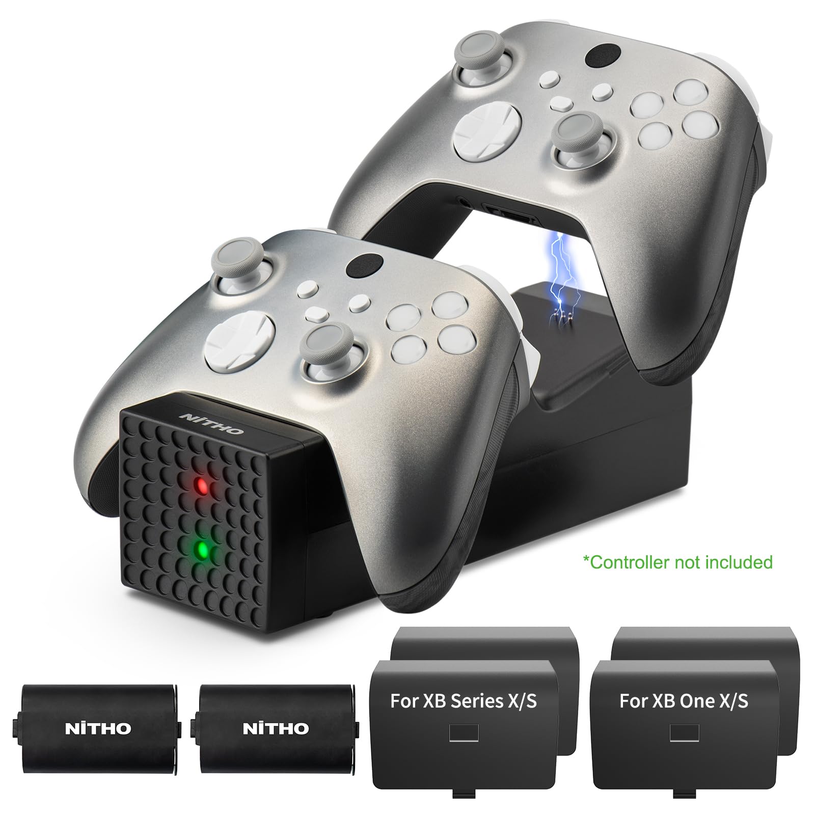 Sponsored Ad - NiTHO Controller Charging Station with 2 Rechargeable Battery Packs, Compatible with Xbox Series X|S, Xbox One/One X/S Elite, Dual Charging Dock, USB-C Cable Included