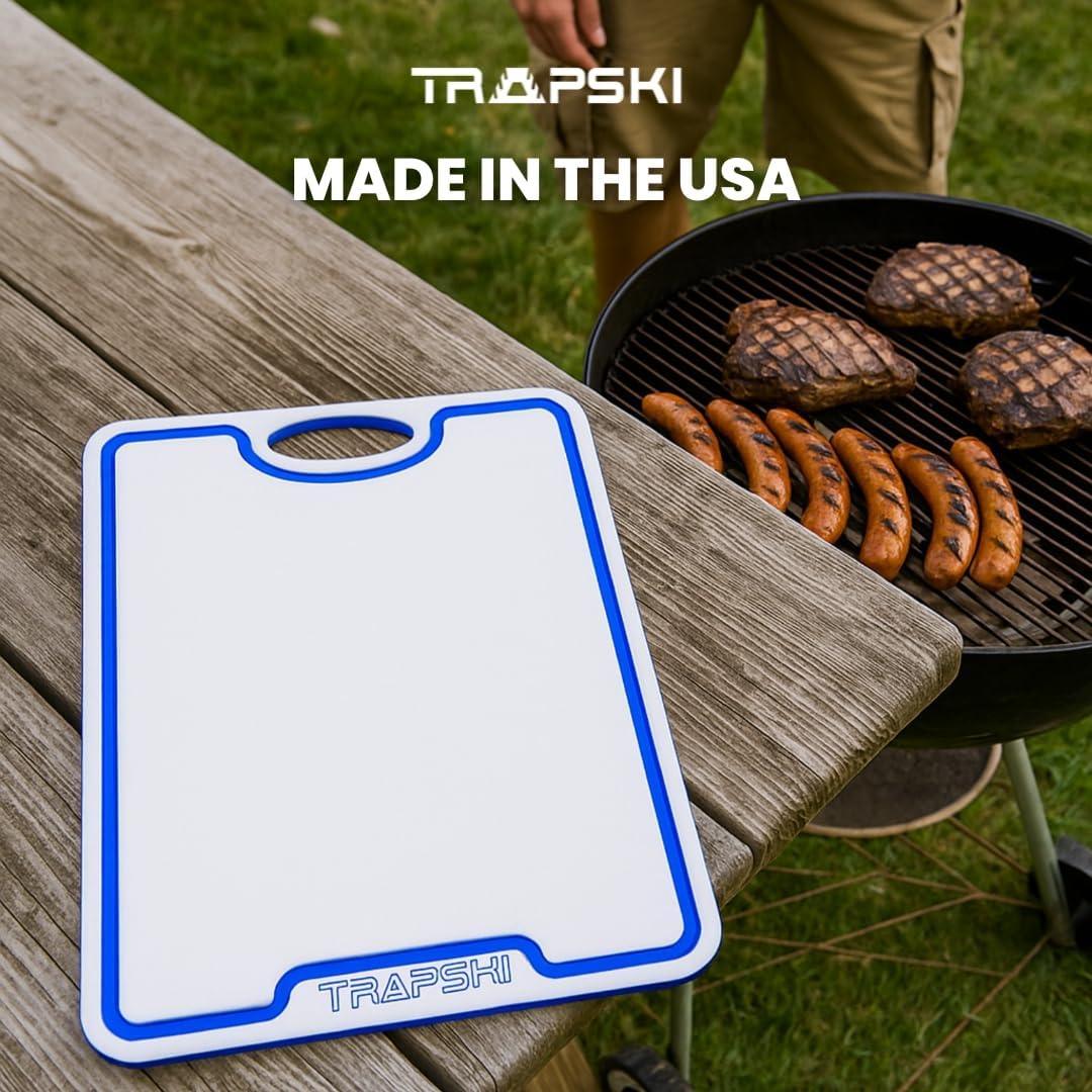 Premium 1/2 Inch Textured Plastic Cutting Chopping Boards | Food-Grade, Dishwasher Safe with Wide Juice Grooves | Easy Grip Handle