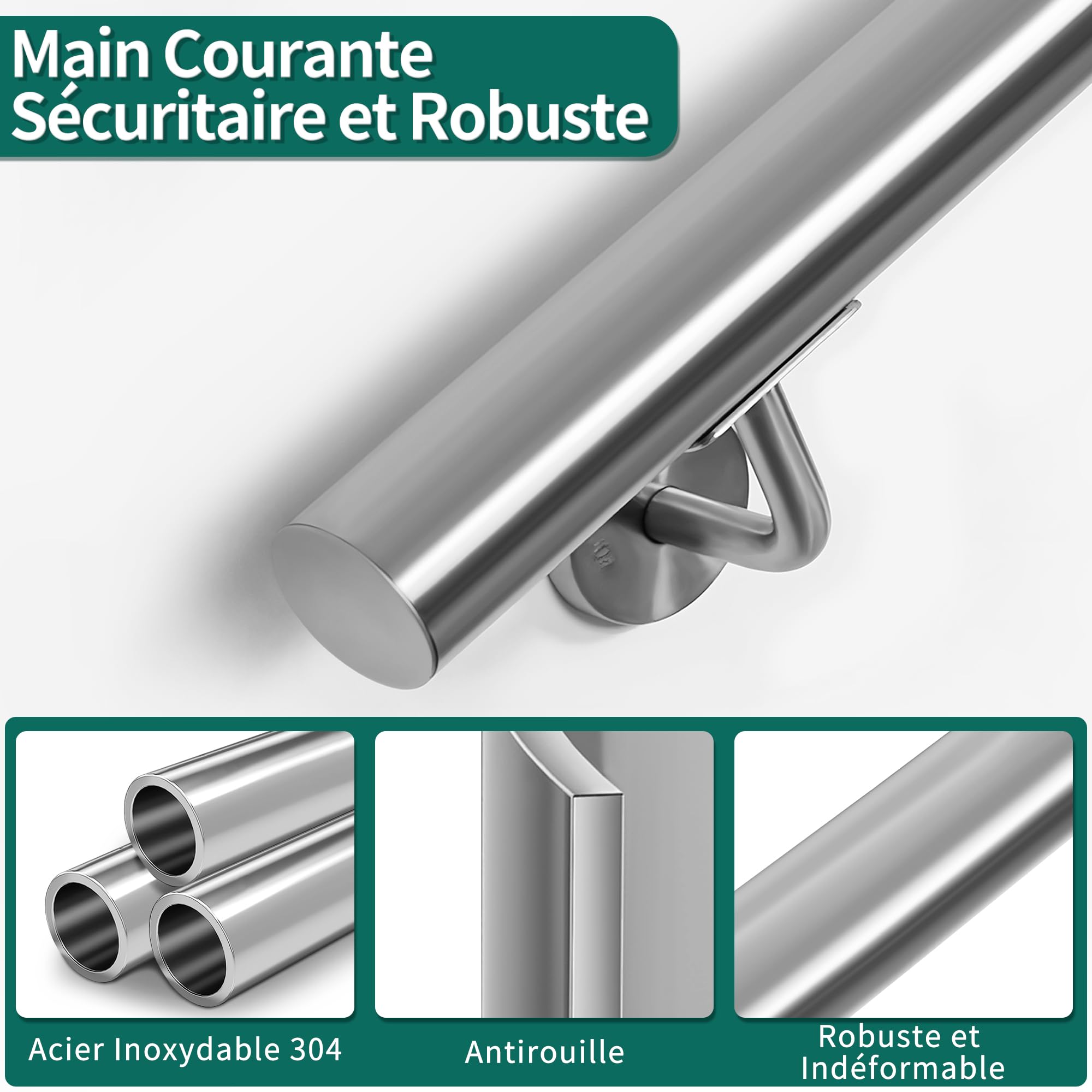 Scala in acciaio inox 50 cm parete esterna e interna antiscivolo scala di sicurezza corridoio bagno soffitta giardino