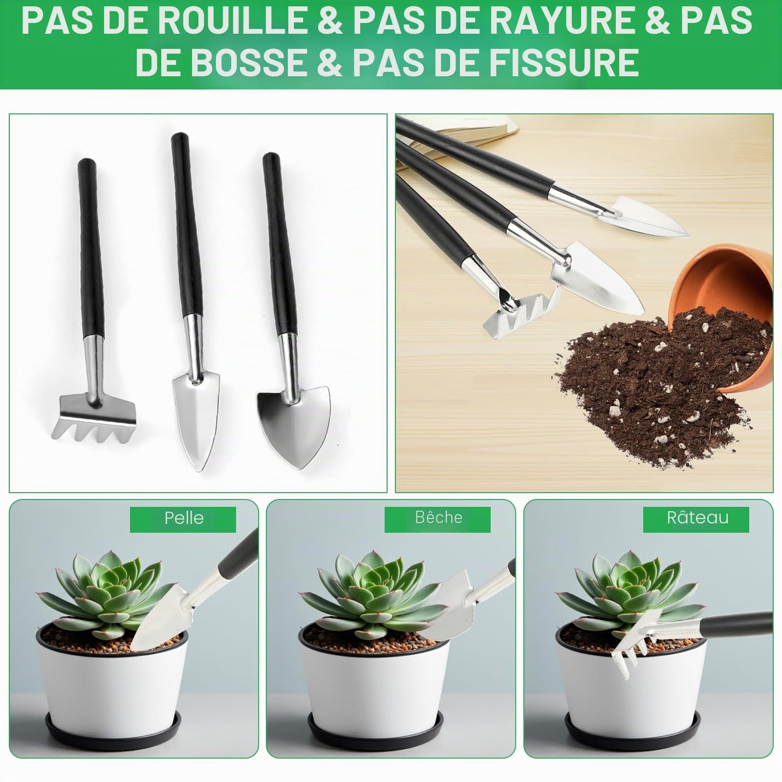 Outils Jardinage Outils de Jardinage Tapis de Rempotage 16 Pièces avec Tapis de Rempotage Pliable Outils Succulentes Idéal et Plantes d'Intérieur