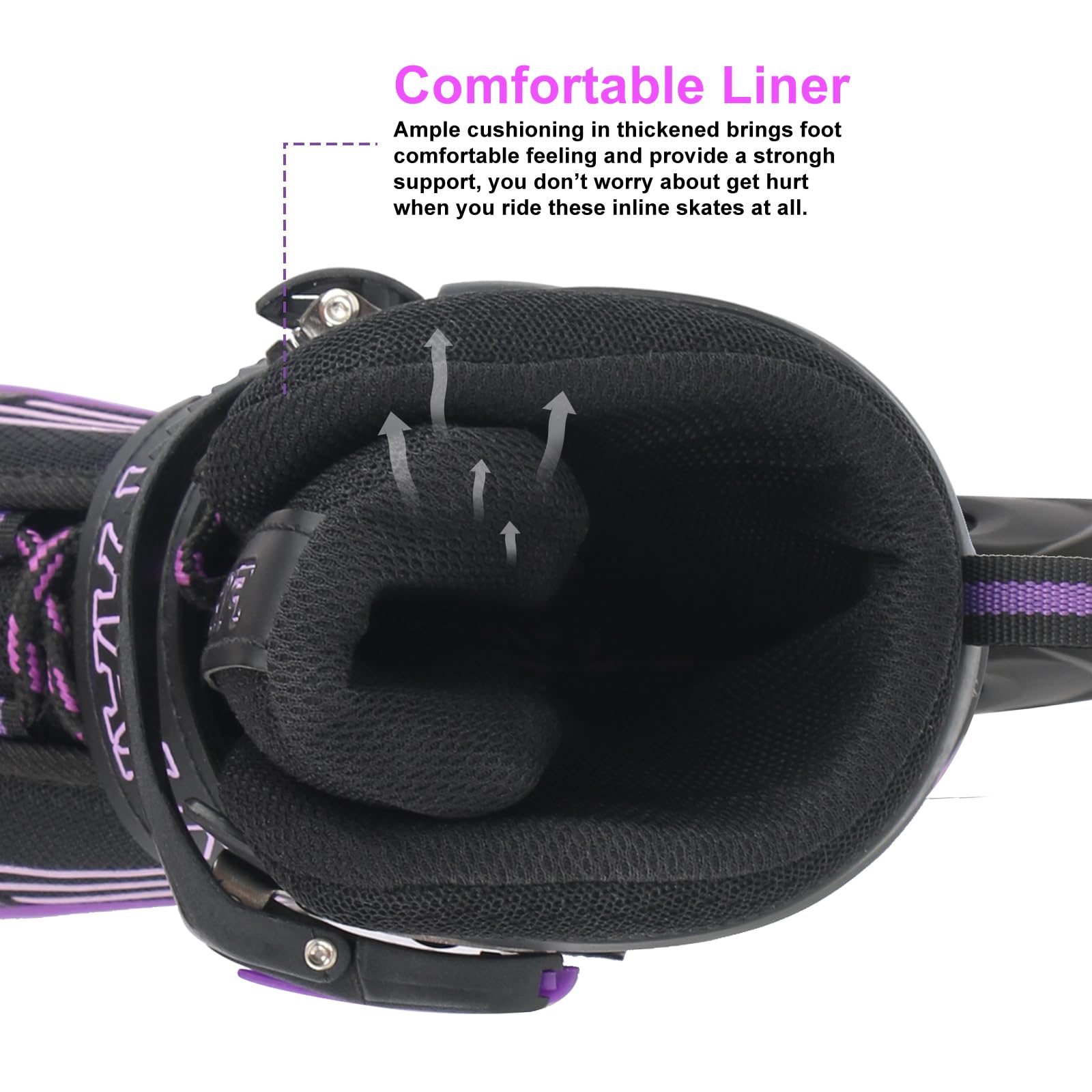 Rollers en Ligne pour Enfants Filles et garçons, Taille réglable, pour Enfants, Adultes, Patins à roulettes pour l'intérieur et l'extérieur, Noir et Blanc
