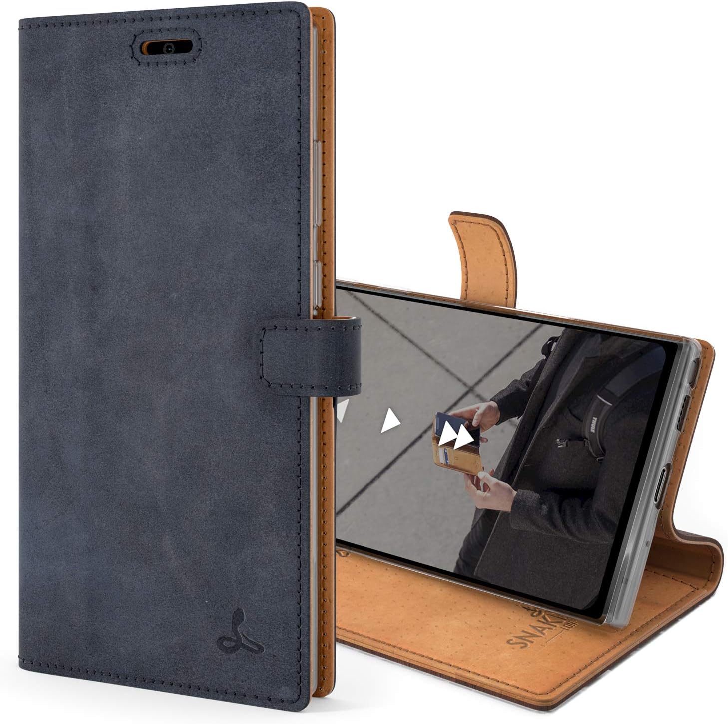 Snakehive Samsung Galaxy S20 Ultra Vintage Wallet || Real Leather Wallet Phone Case || Genuine Leather with Viewing Stand & 3 Card Holder || Flip Folio Cover with Card Slot (Navy)