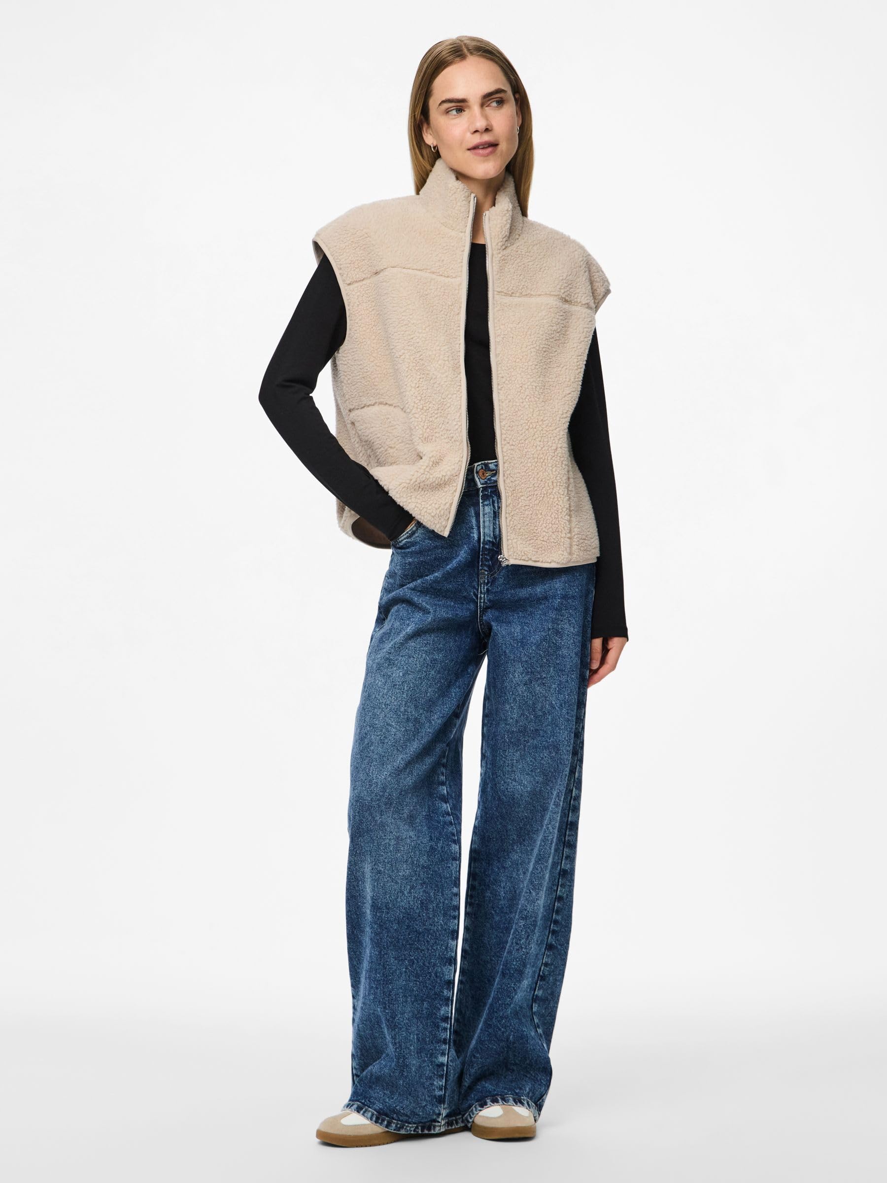 PIECES Pcsadia Teddy Vest Noos Bc Pcsadia - Gilet Teddy Noos Bc Donna (Pacco da 1)