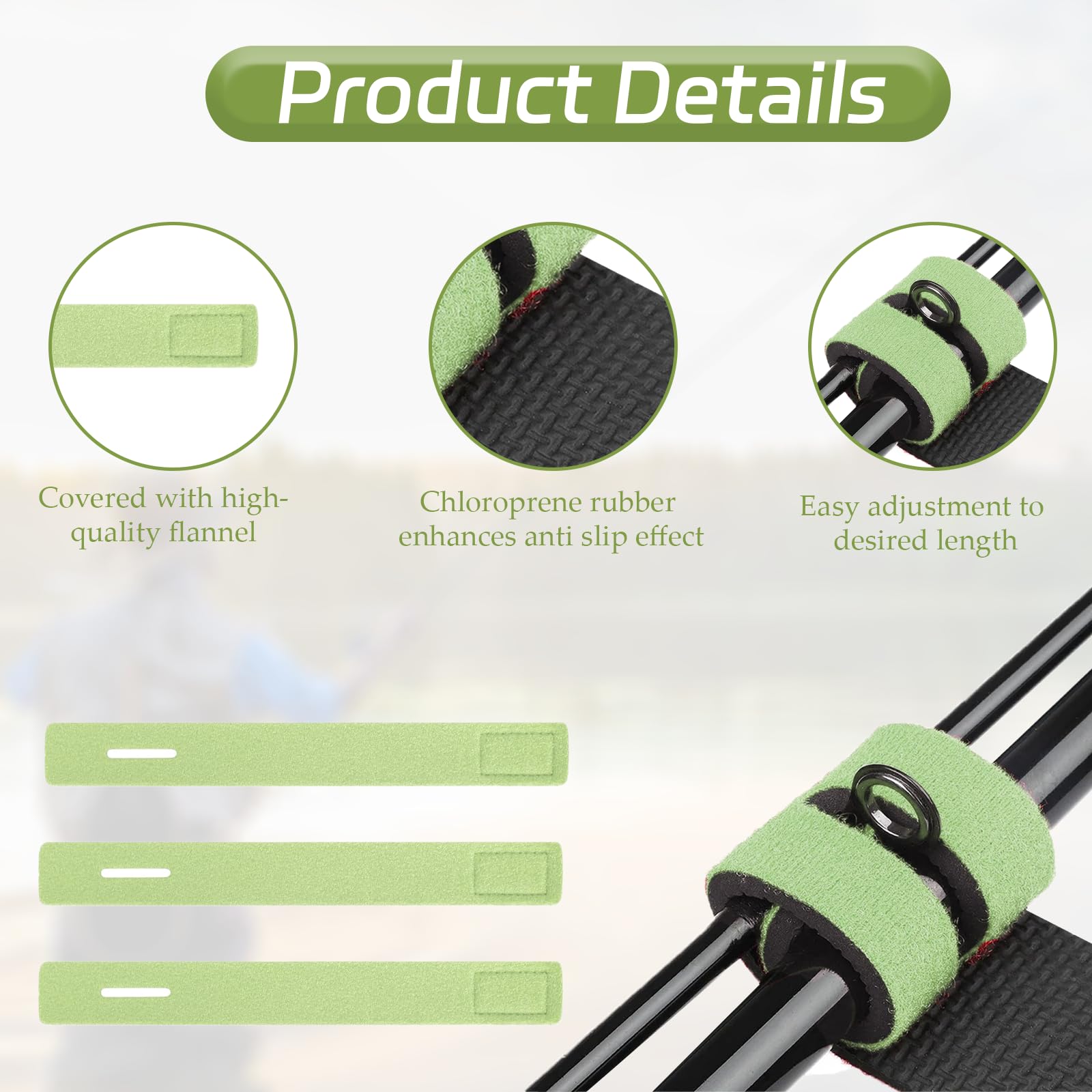 12Pcs Pole Elastics for Fishing Straps Adjustable Fishing Pole Elastic, Reusable Fishing Rod Straps - Image 3