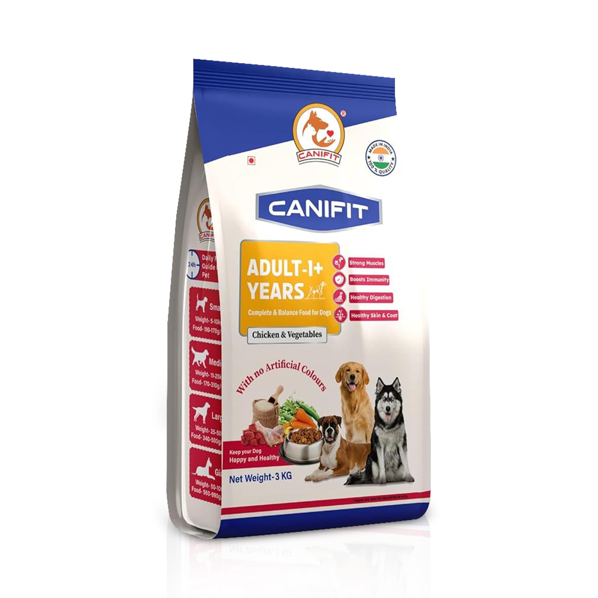 CANIFIT Adult Dog Food (Chicken & Vegetables) 3 KG- Pet Food for All Breed Sizes, Dog Dry Food, Helps in Healthy Digestion & Maintain Healthy Skin and Coat- Energy Booster for Your Dog. (B0CJJWJ9TY) Amazon Price History, Amazon Price Tracker