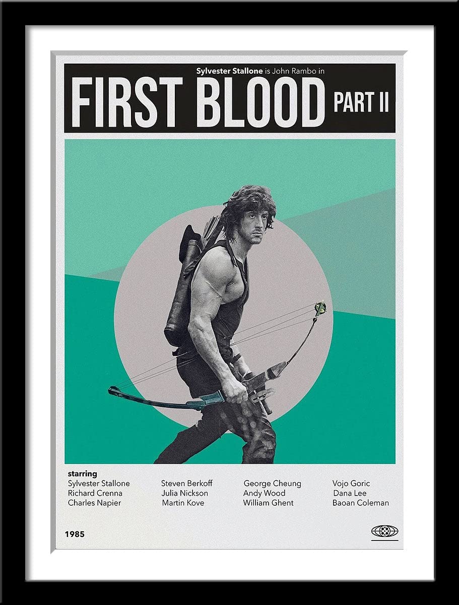 Tallenge - First Blood Part II Rambo - Sylvester Stallone - Hollywood Action Movie Poster� - Extra Large Poster Framed (Paper,24x34 inches, Multicolour)