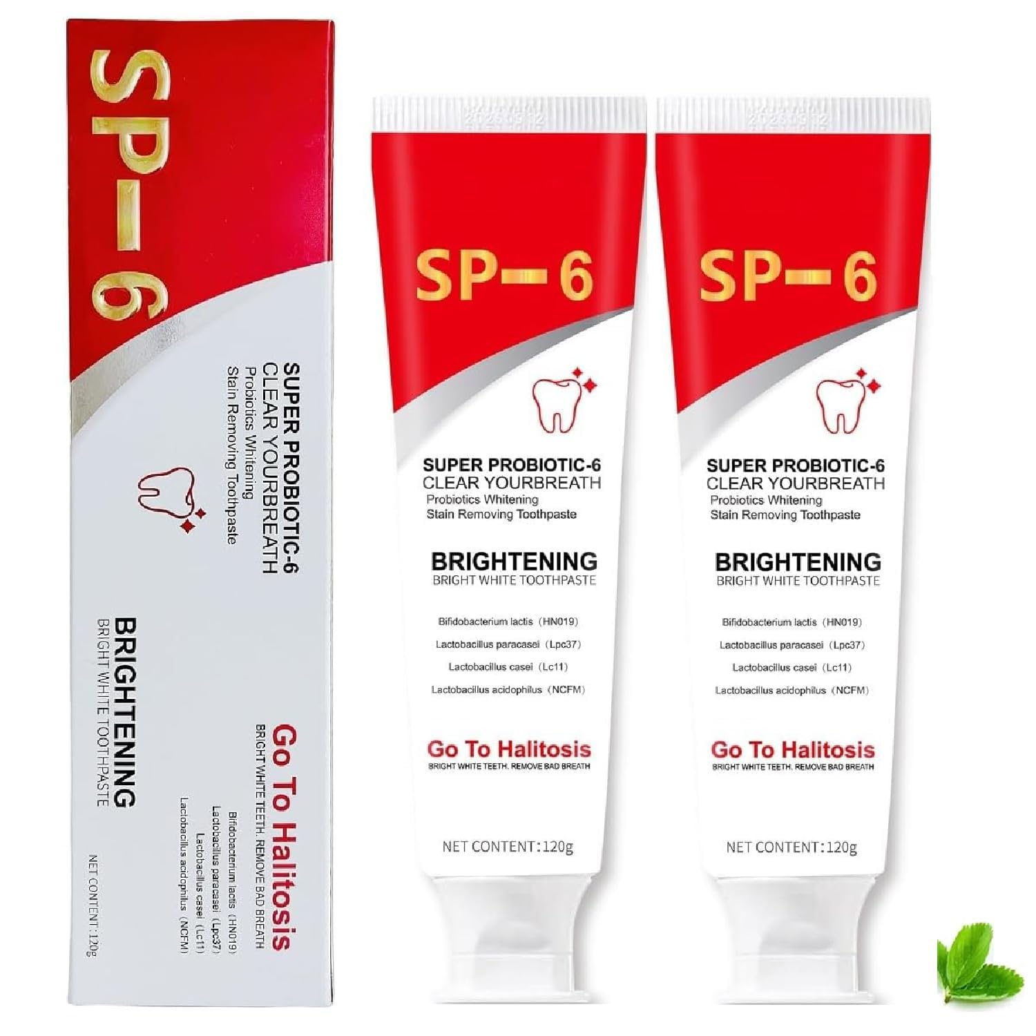 Sp-6 Ultra Whitening Sp 6 Toothpaste 2pcs Probiotics Whitening Deep Cleaning Care Toothpaste Enamel-Safe Fluoride-Free Fresh Breath Brightening