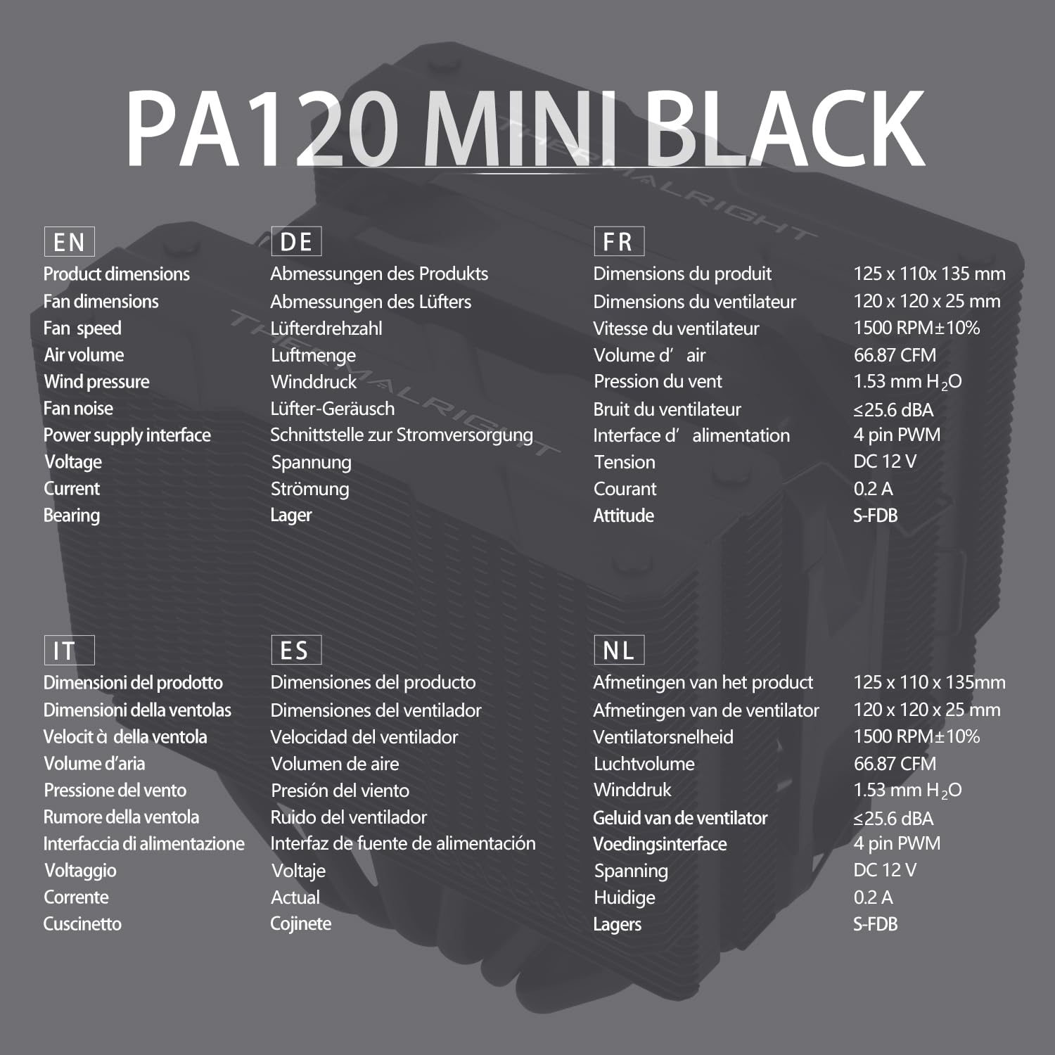 TR-Thermalright Peerless Assassin 120 MINI Negro Enfriador de CPU, Doble Torre con Heatpipes de 6x6mm, Cubierta Superior Negra, para AM5/AM4,lga1851/1700/115x
