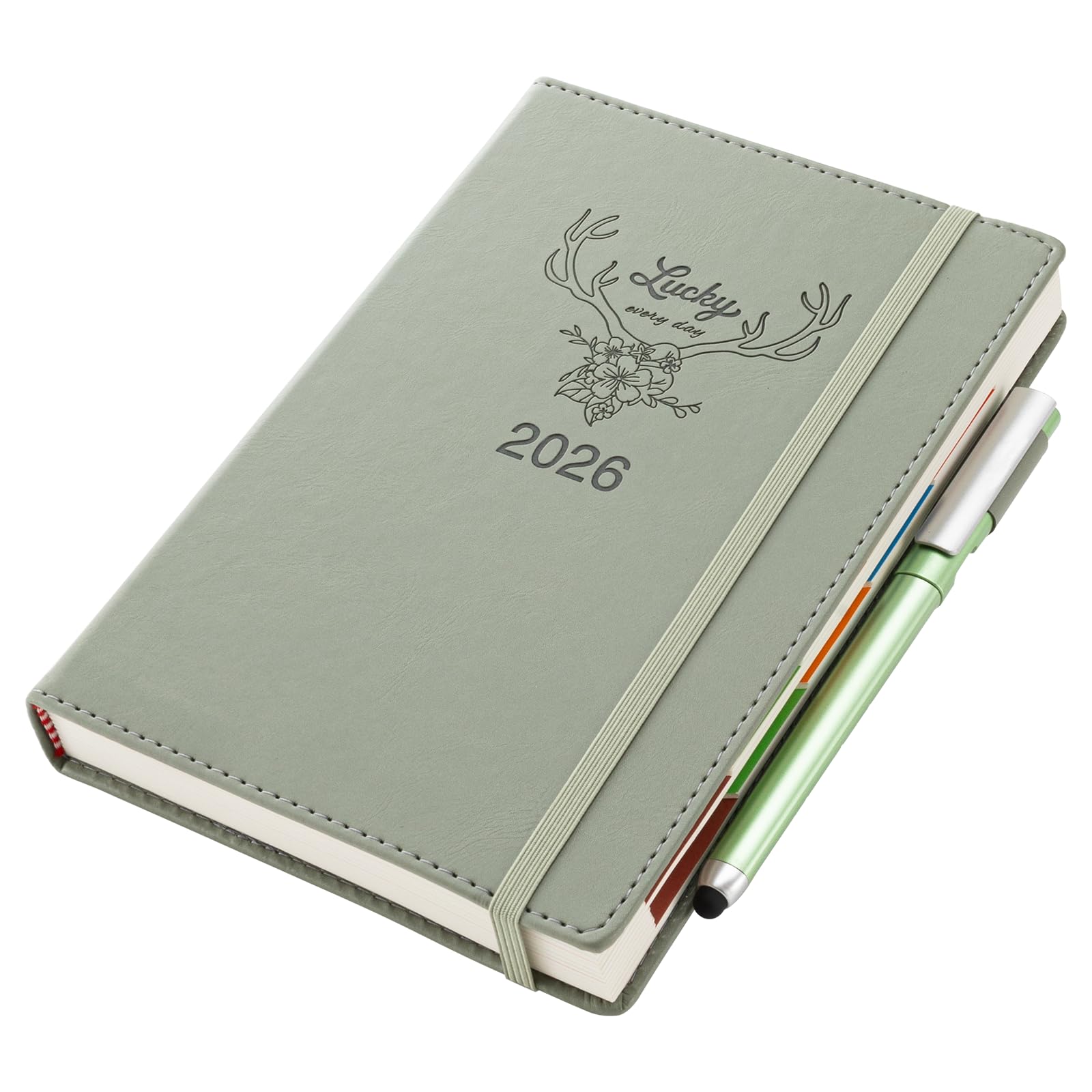 Donfulfip 2026 Terminplaner A5, ein Tag pro Seite, Akademischer Terminplaner 2026, Januar-Dezember, täglicher & monatlicher Planer, Organisationsjournal mit Stift-Set, Aufklebern, farbigen Monats-Tabs