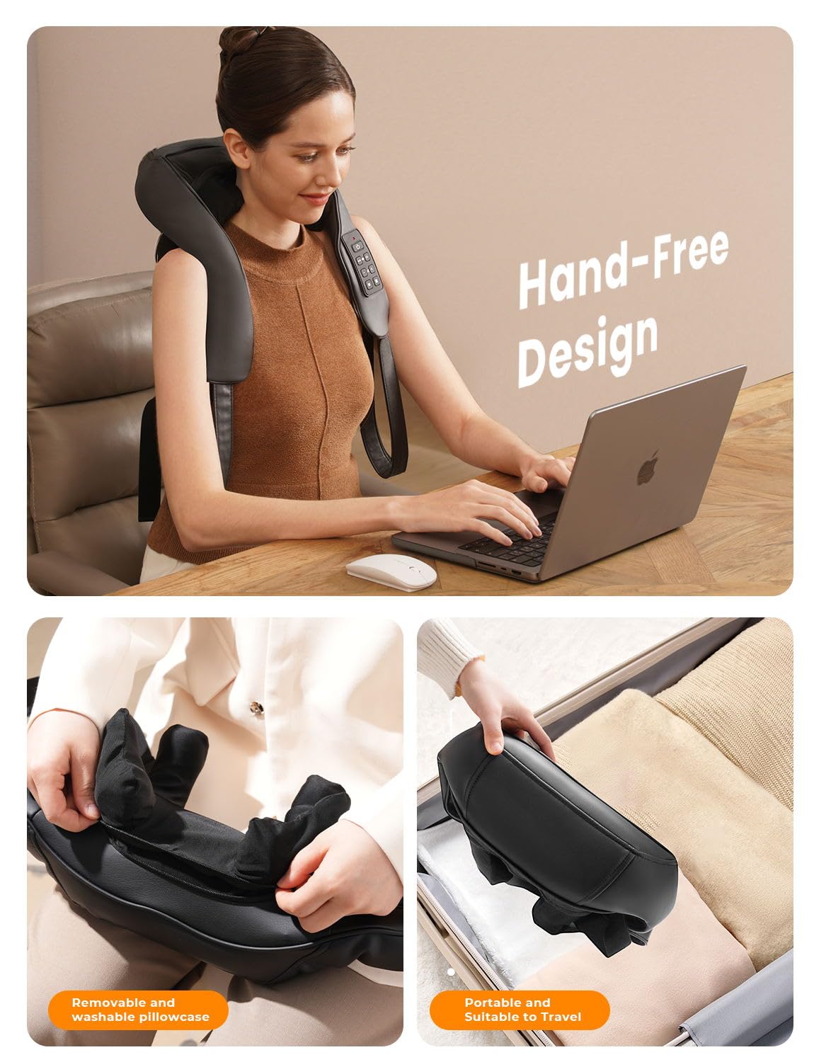 Masajeador inalámbrico de cuello y espalda con calor, ancho ajustable, masaje eléctrico de tejido profundo 4D, almohada de masaje Shiatsu para aliviar el dolor muscular corporal, regalos para mamá y