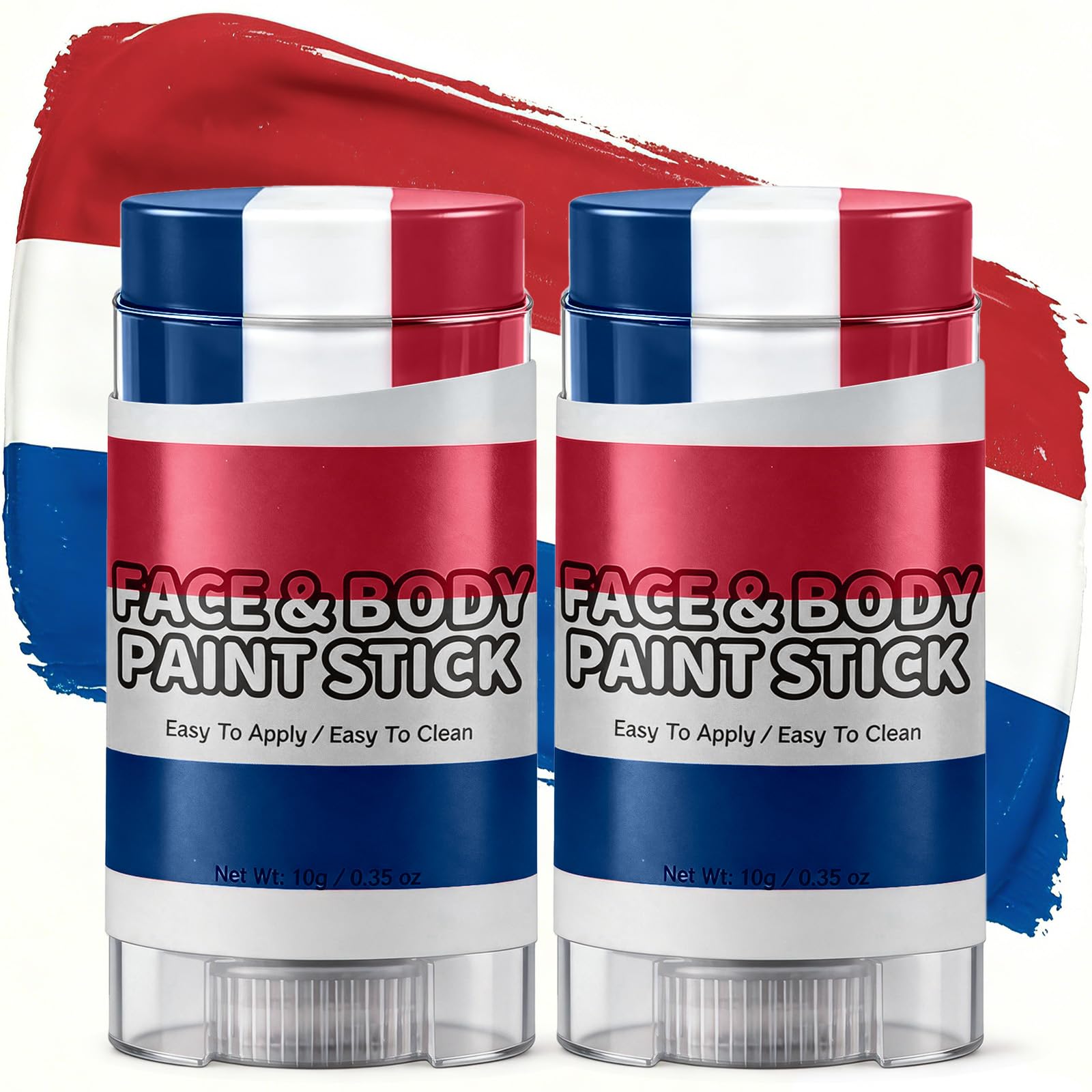 2PCS Red White and Blue Face Paint Sticks, USA Eye Black 01 USA