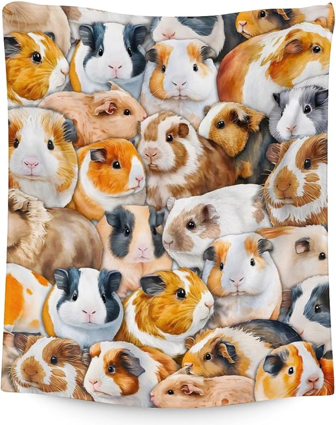 Guinea Pig Blanket Gifts - 40x50 Inches Cute Throw for Girls & Boys - Brown Soft Fuzzy Blankets for Bed, Couch & Living Room