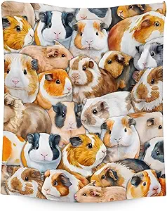 Guinea Pig Blanket Gifts - 40x50 Inches Cute Throw for Girls & Boys - Brown Soft Fuzzy Blankets for Bed, Couch & Living Room