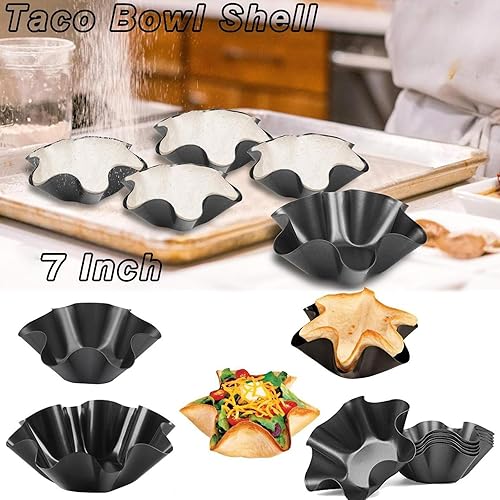Miniatura 3 de JEUIHAU 14 moldes antiadherentes de 7 pulgadas para hacer tazones de tortilla, moldes antiadherentes para conchas de tortilla en forma de pétalos,