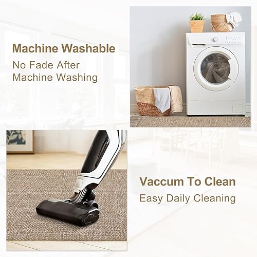 Miniatura 4 de Tiveney Alfombras pequeñas de baño de 2 x 3 pulgadas, alfombras tejidas a mano color bronceadocrema para entrada interior, alfombras de cocina