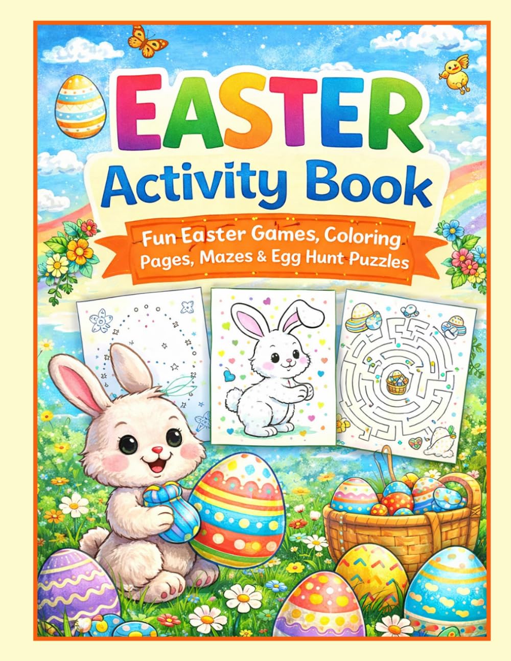 Easter Activity Book for Kids Ages 4–8: Fun Coloring, Mazes, Dot-to-Dot, Word Searches & More | Cute Bunnies, Eggs & Springtime Fun