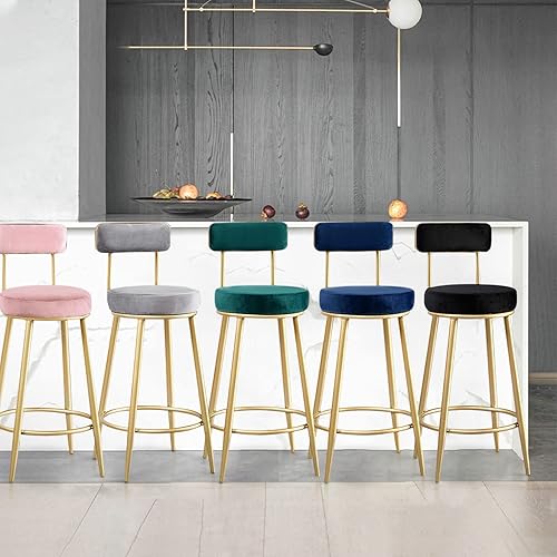 Miniatura 8 de Guyifuny Taburete de bar de cocina juego de 2 silla de mostrador moderna de terciopelo de 256 pulgadas con respaldo para isla de cocina comedor