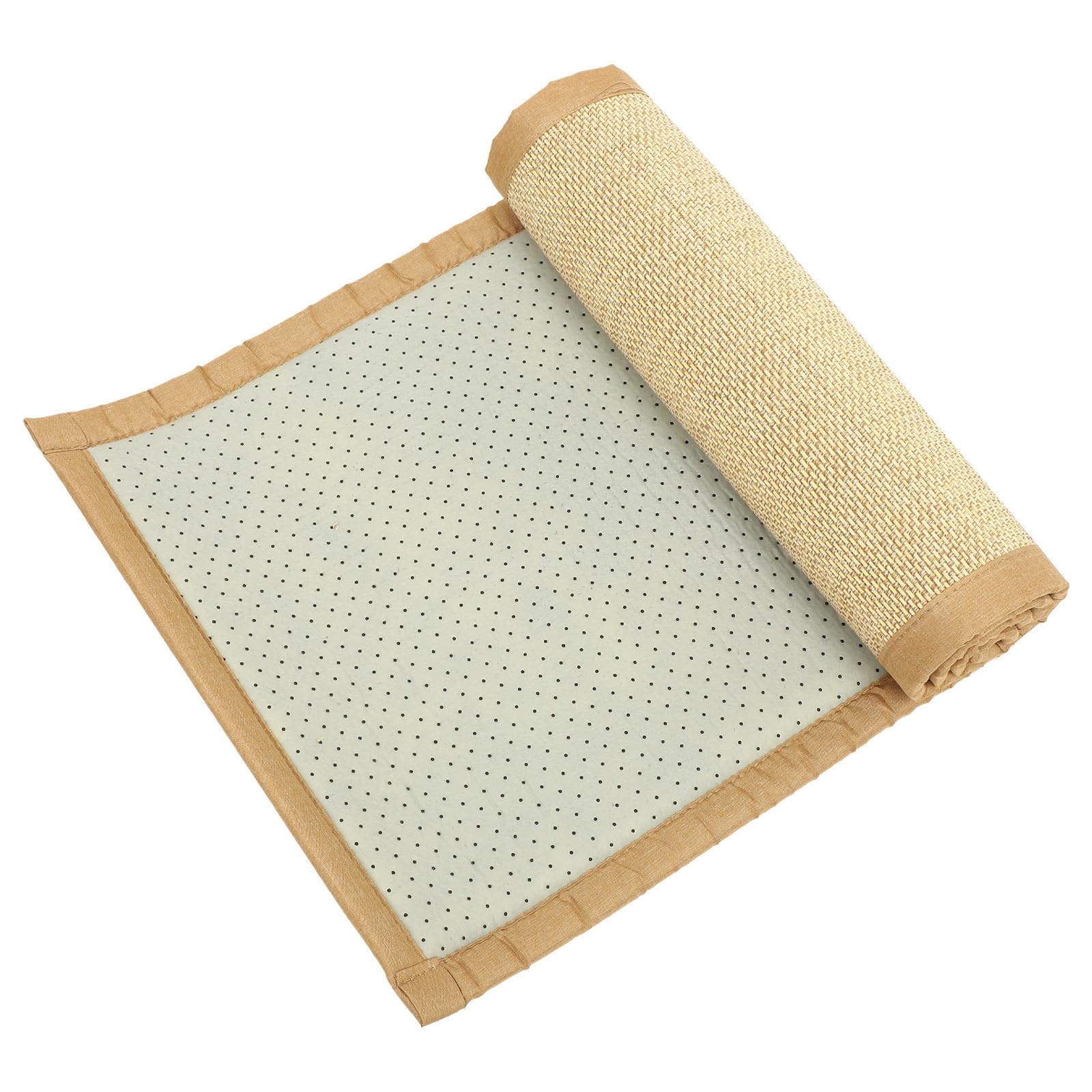 Estera Rectangular de Bambú y Lino de Algodón Estable sin Rebabas para Habitación de Yoga y Descanso Estilo Tejido Color Caqui 50x150cm