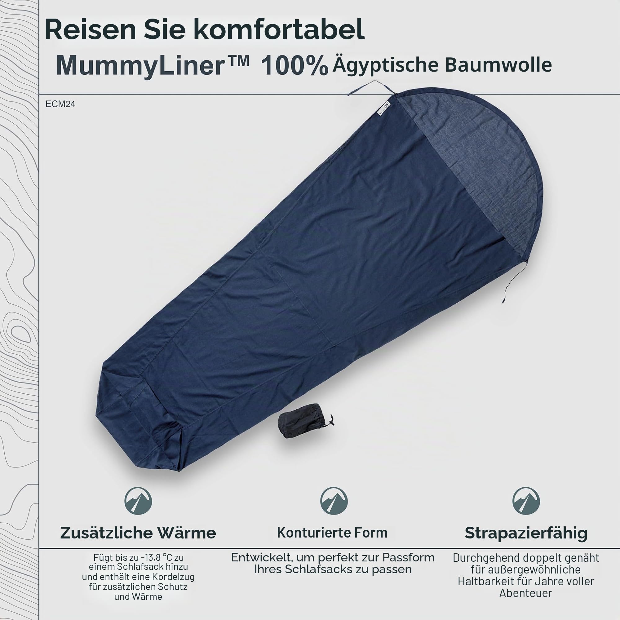 Cocoon MummyLiner Egyptian Cotton blau