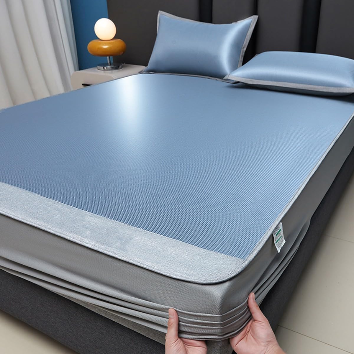 Folding Ice Silk Three Piece Cooling Mat, Breathable, Quick Drying, Machine Washable, Suitable for Multiple Scenarios in Dormitories and Homes(Green,1.5 * 2m)