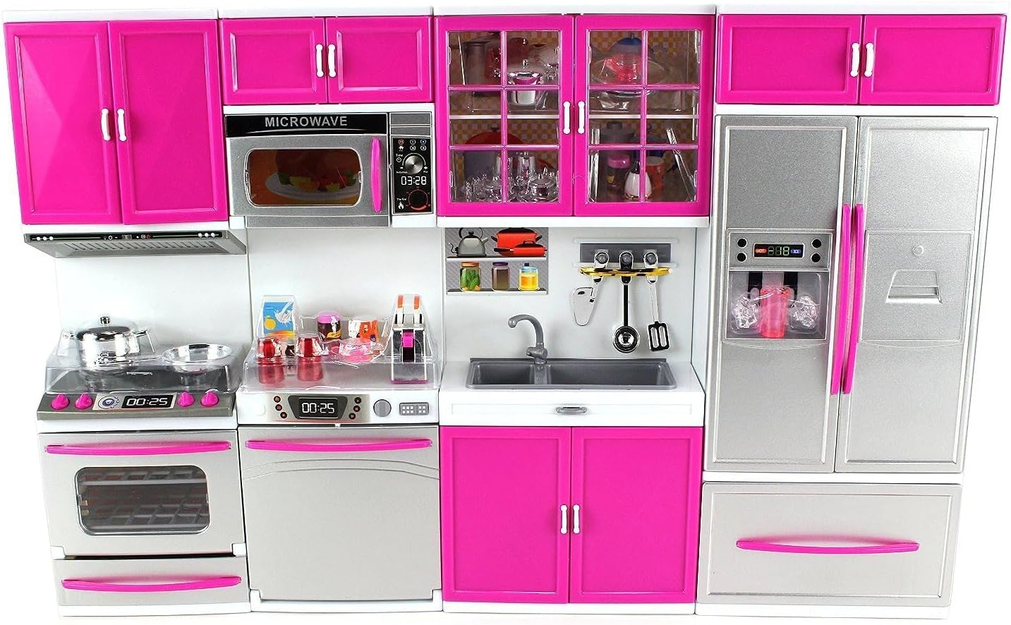 Doll Playsets My Modern Kitchen 32 Full Deluxe Kit with Lights and Sounds, 21 x 13.8 x 4 -Inches