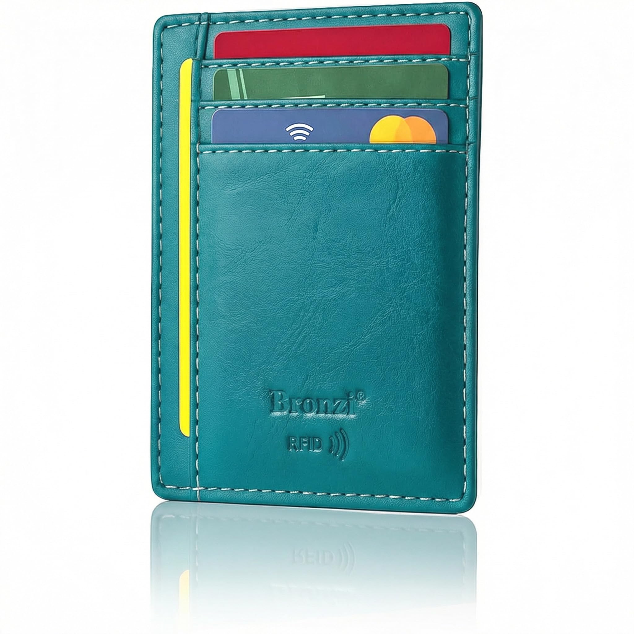Bronzi® Portafoglio Uomo Slim Piccolo | Portacarte Uomo Donna Portatessere Porta Carte Di Credito | Portafogli Mini Protezione RFID con Portamonete | Box Regalo - Brand Italiano
