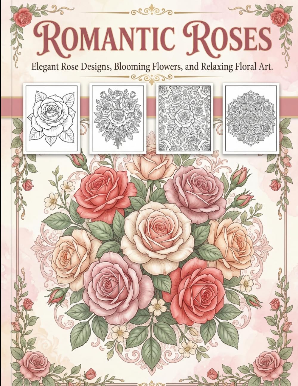 Romantic Roses Coloring Book: Elegant Rose Designs, Blooming Flowers, and Relaxing Floral Art
